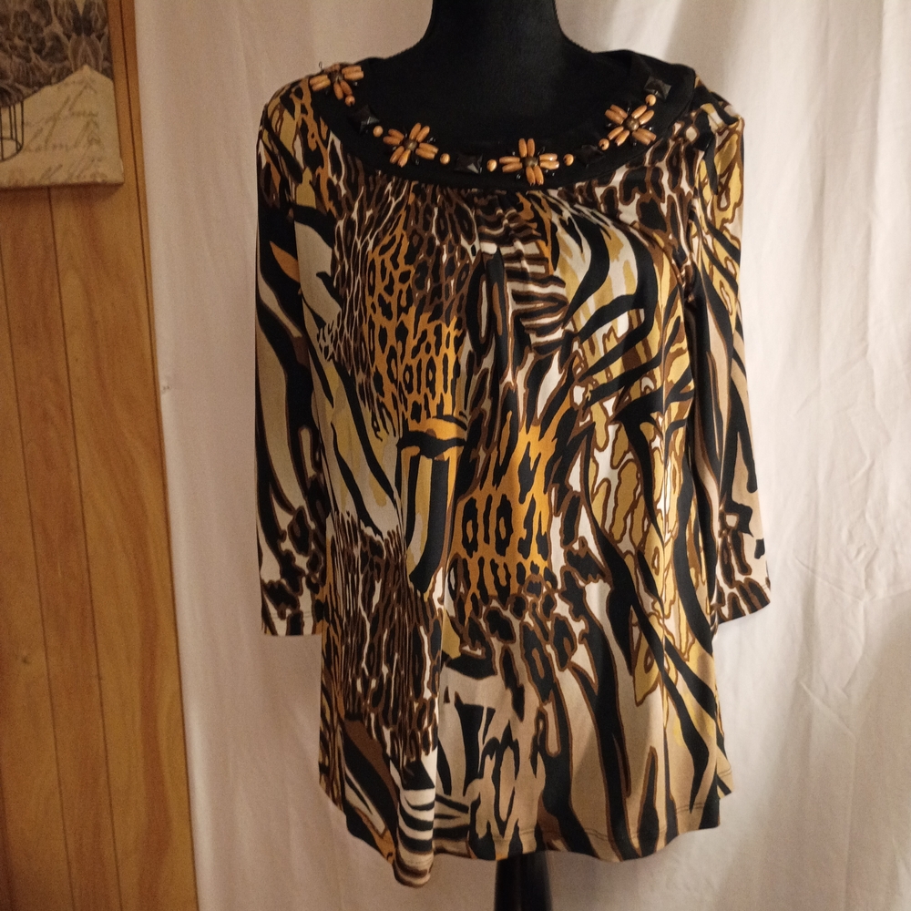 Ruby Rd. Multicolor Animal Print Blouse - image 1